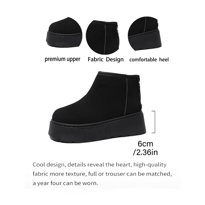 The New Fashionable Winter Snow Boots Are Made of Suede Material with A Warm Ankle Design and Thick Platform Soles for Good Grip - Image 6