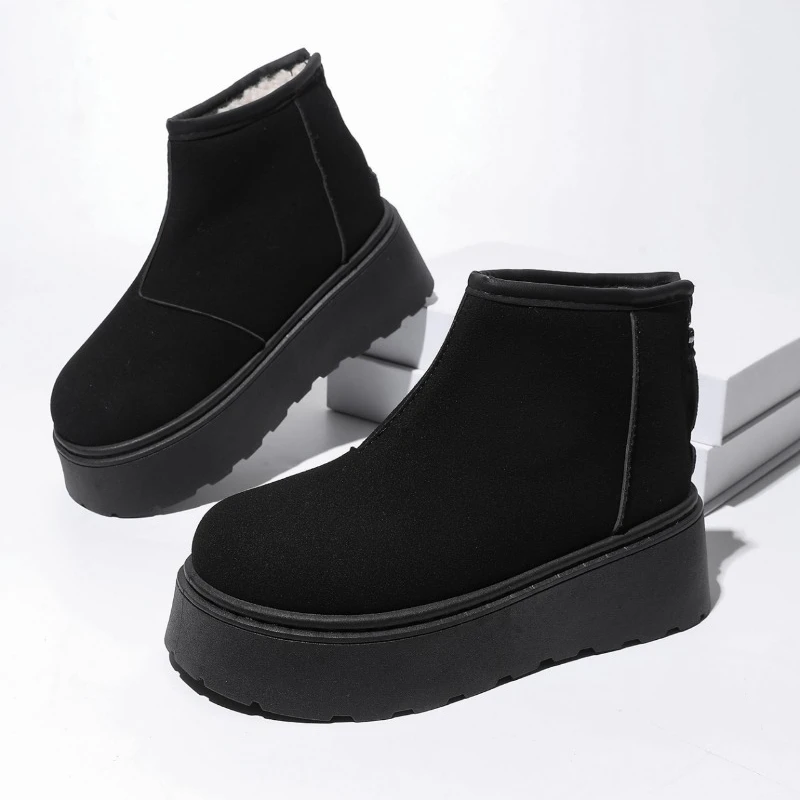 The New Fashionable Winter Snow Boots Are Made of Suede Material with A Warm Ankle Design and Thick Platform Soles for Good Grip - Image 5